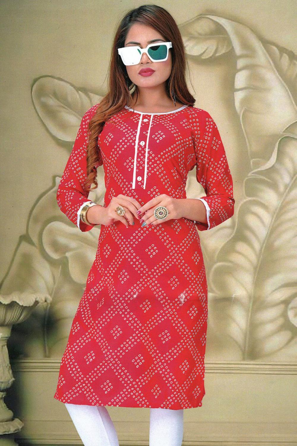 Kurti Rayon Amazing Bobby Design - Red