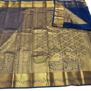 Art Silk Saree with Unstitched blouse - Navy Blue