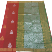 Silk Cotton - Silver Pallu - Red