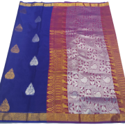 Silk Cotton - Silver Pallu - Blue