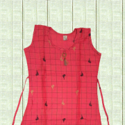  Checked Printed Bird Rose Kurti Rose