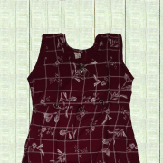 Rayon Print Kurti Checked Flower Design - Maroon