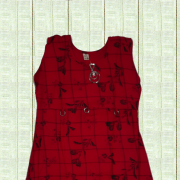 Rayon Print Kurti Checked Flower Design - Red