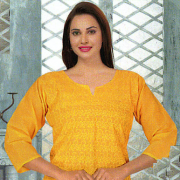  Cotton Kurti - Amazing Grace Design - Color Yellow