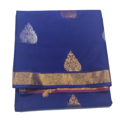 Silk Cotton - Silver Pallu - Blue